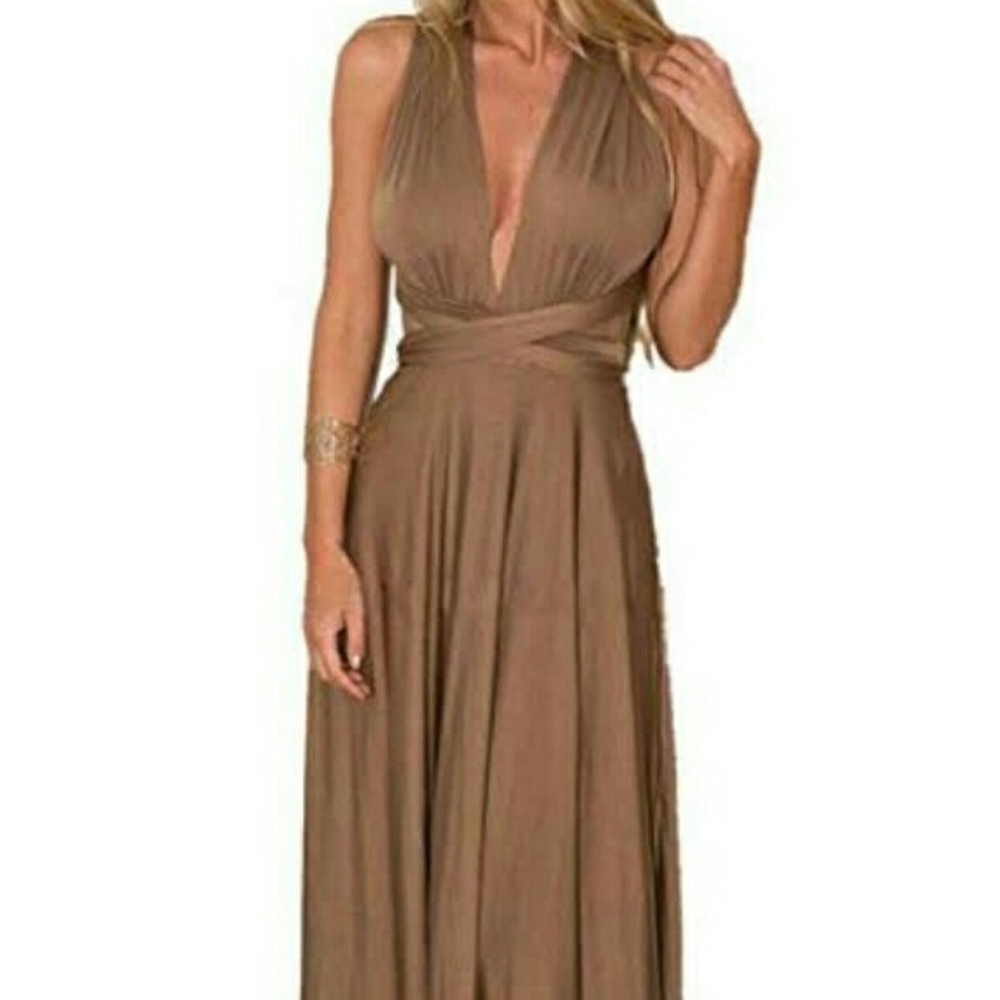 Sexy Women's Backless Halter Maxi Gown Dress Sz M